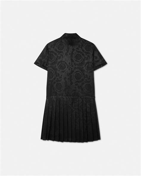 versace short dress jagged baroque gigi|Barocco Lavallière Pleated Mini Dress .